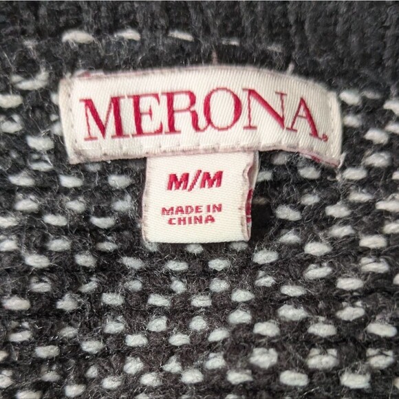 Merona Black/White Open Front Cardigan Sweater size M - Picture 5 of 5